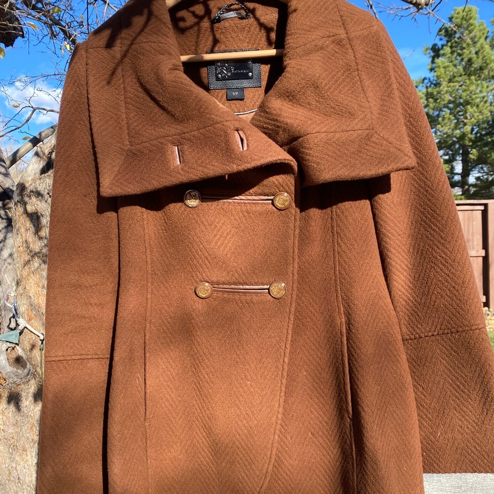 Mackage Military Style Tulip Hem Brown Wool Coat, Size S